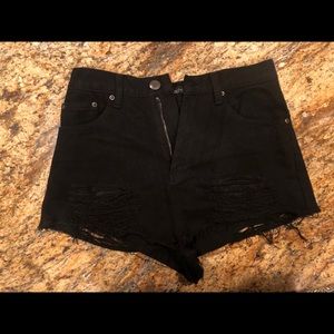Brand New Black Boohoo Extreme Ripped Denim Shorts